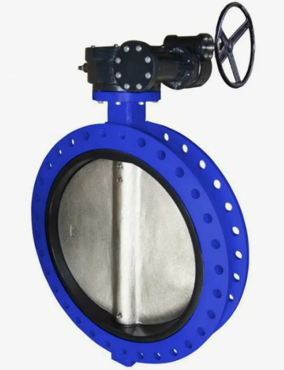 Затвор дисковый поворотный межфланцевый с мех редуктором и фланцем под привод, корпус ковкий чугун, диск нж сталь, манжета EPDM, PN10 DN900